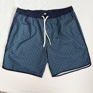 Fair Harbor Swim Trunks Men XXL Swim Shorts Lined Zip Pockets Elastic Waist Blue